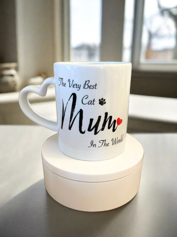 The Very Best Cat Mum Mug - Heart Handle