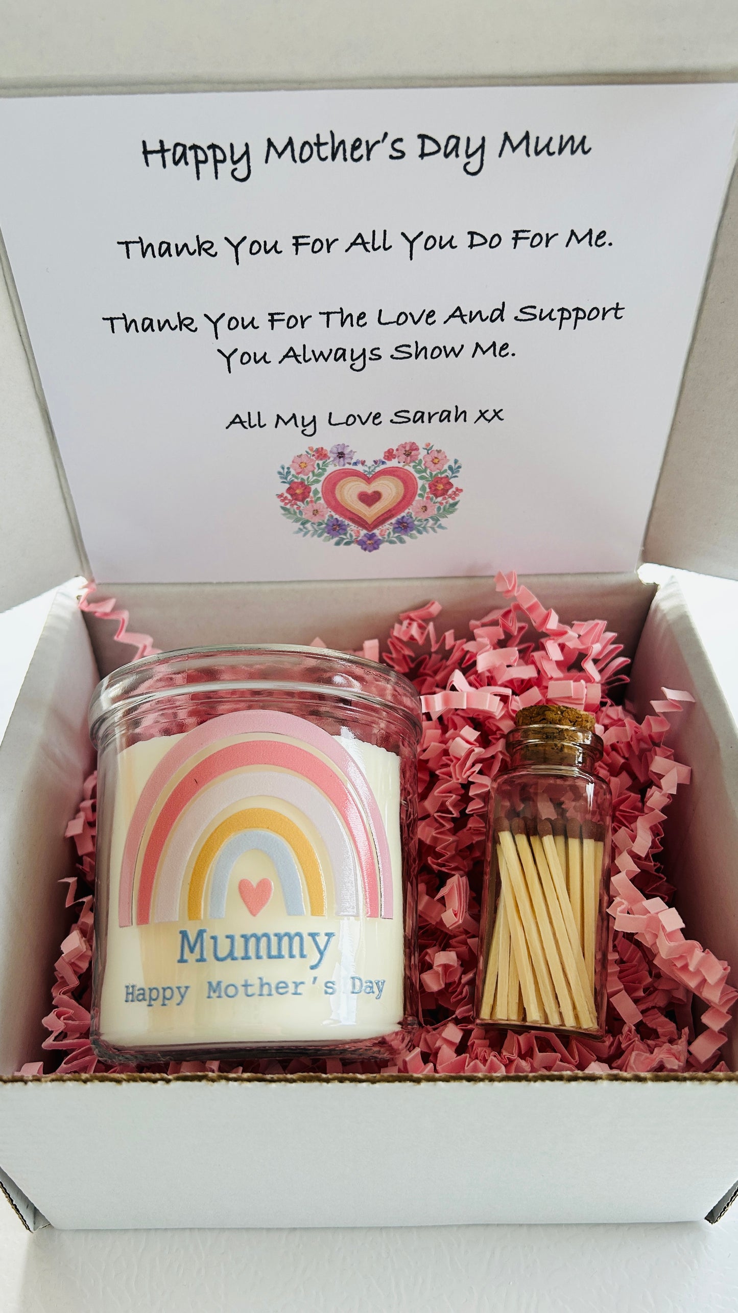 Personalised Gift Box - Contents Include a Candle & Matchsticks Jar