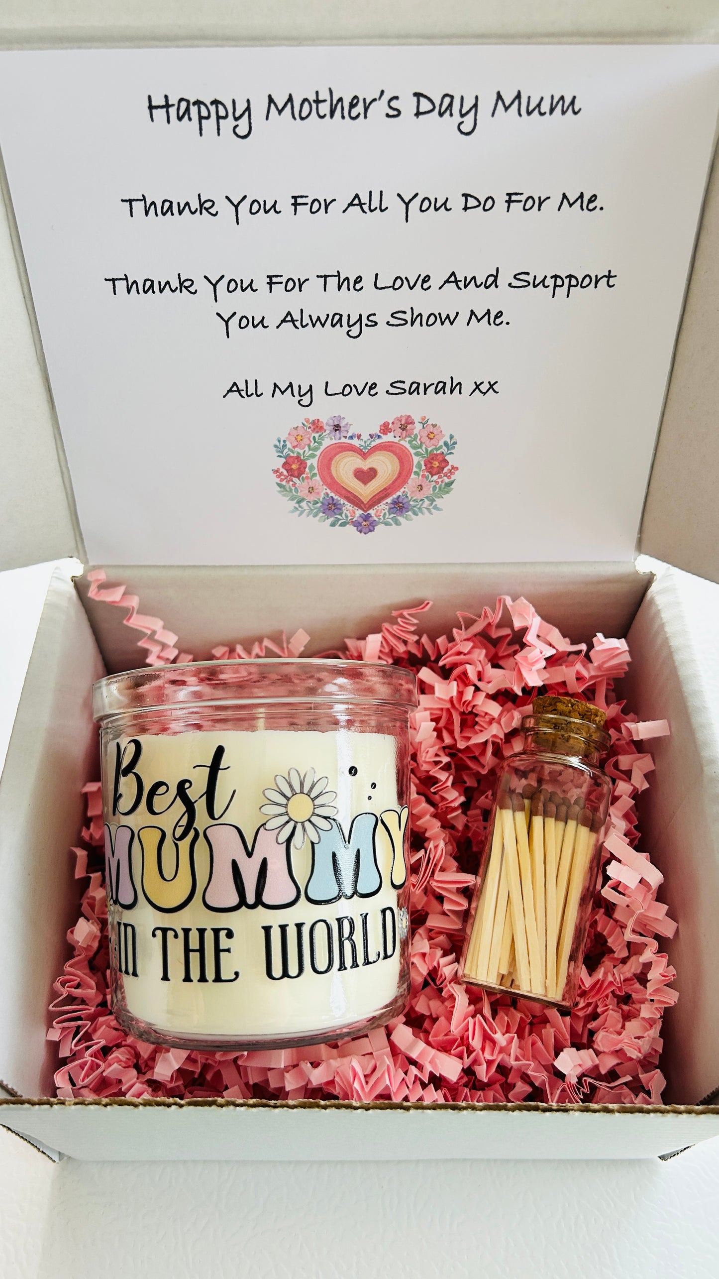 Personalised Gift Box - Contents Include a Candle & Matchsticks Jar