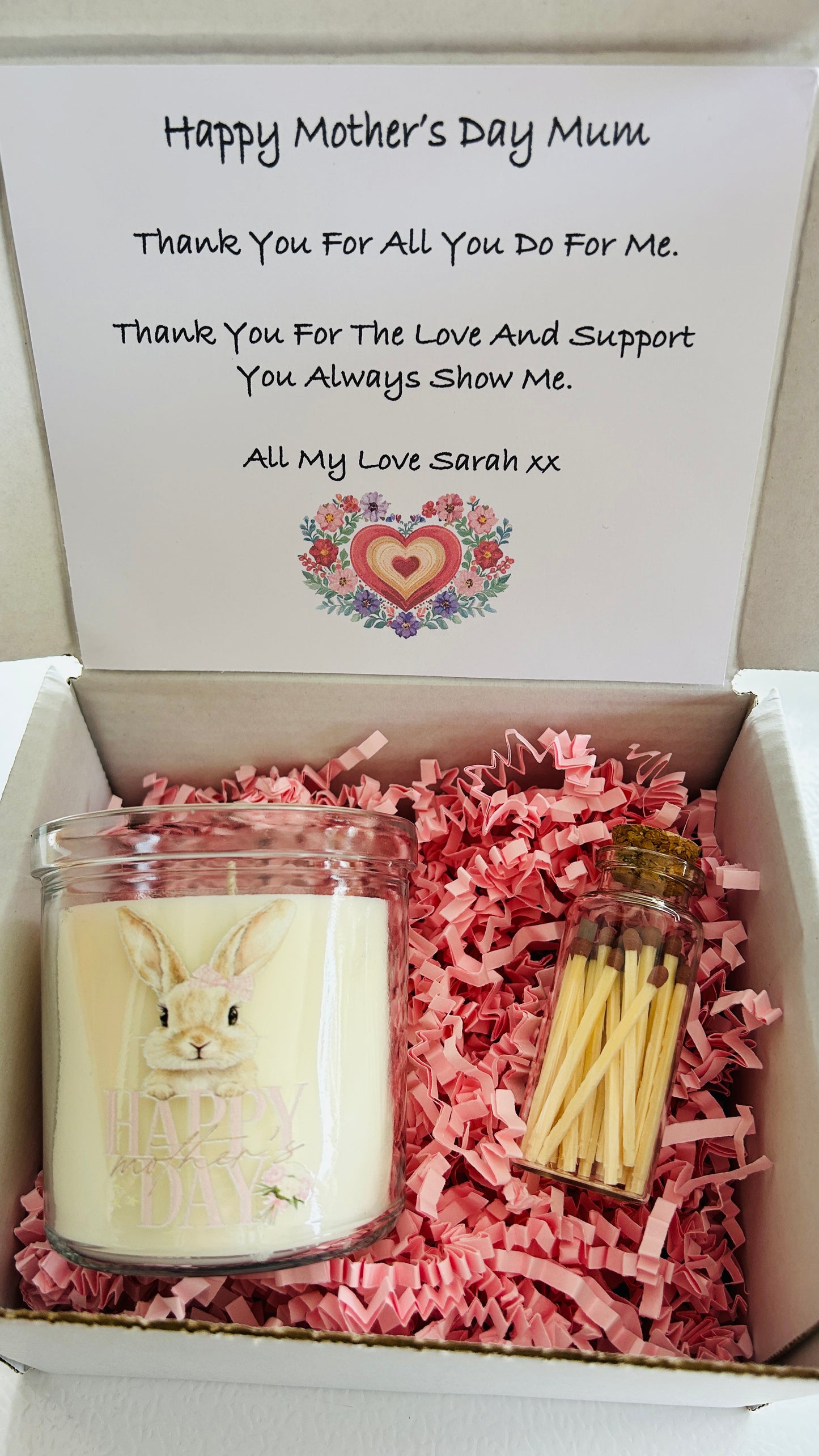 Personalised Gift Box - Contents Include a Candle & Matchsticks Jar