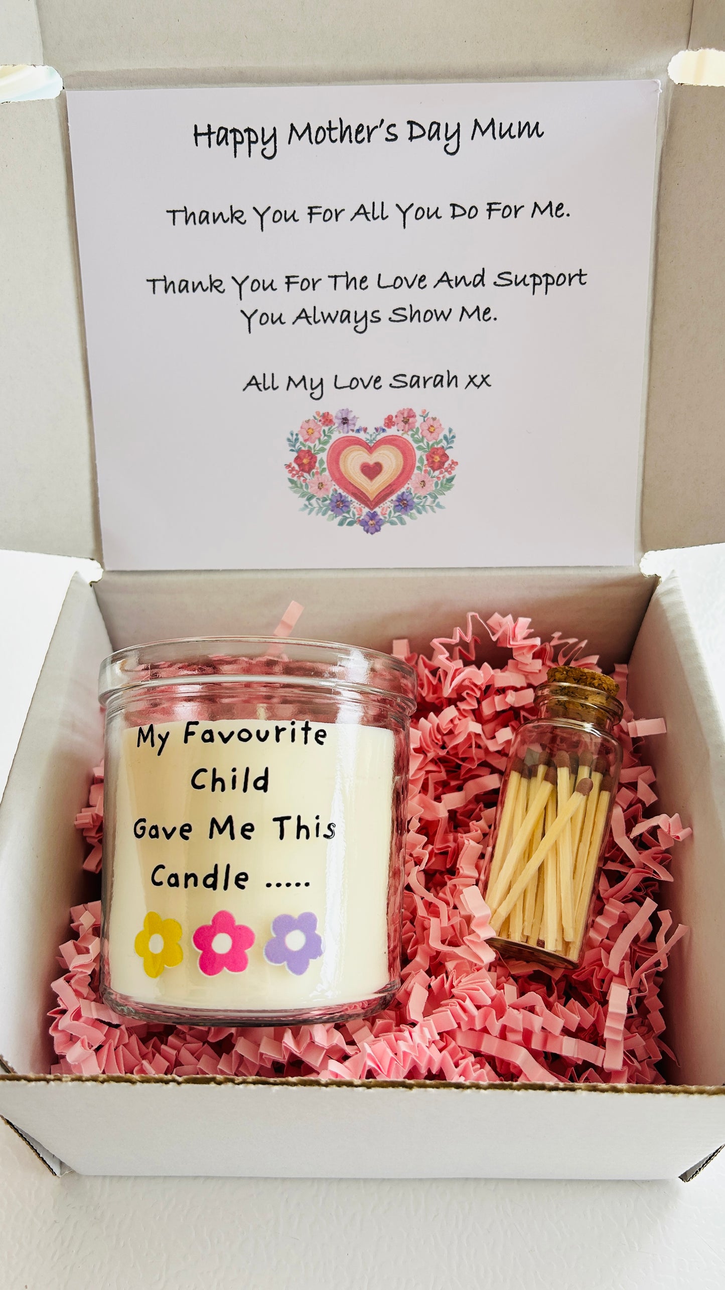 Personalised Gift Box - Contents Include a Candle & Matchsticks Jar