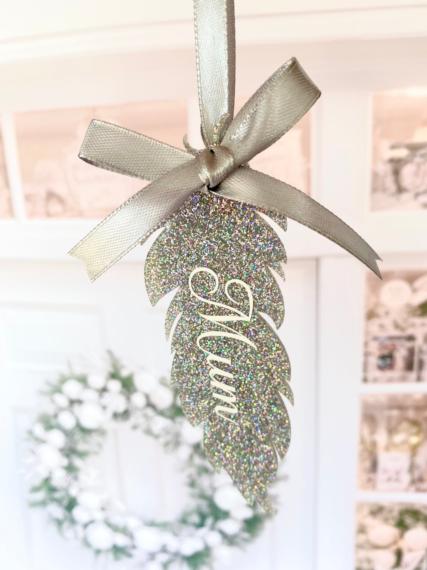 Personalised Memorial Glitter Feather Decoration - 6 Colour Options