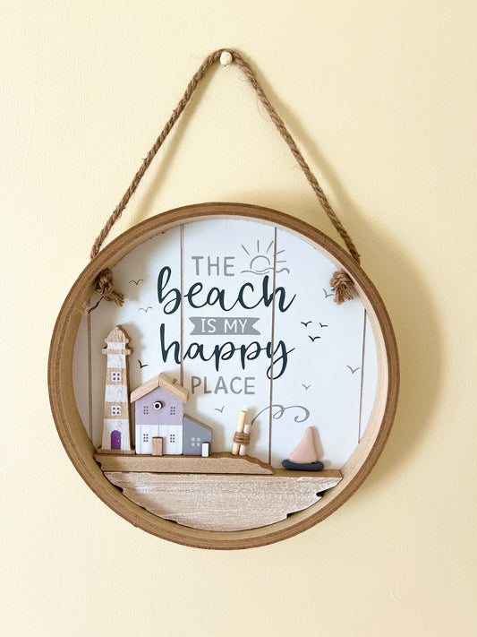 Happy Place Beach - Circular 3D Plaque 26cm