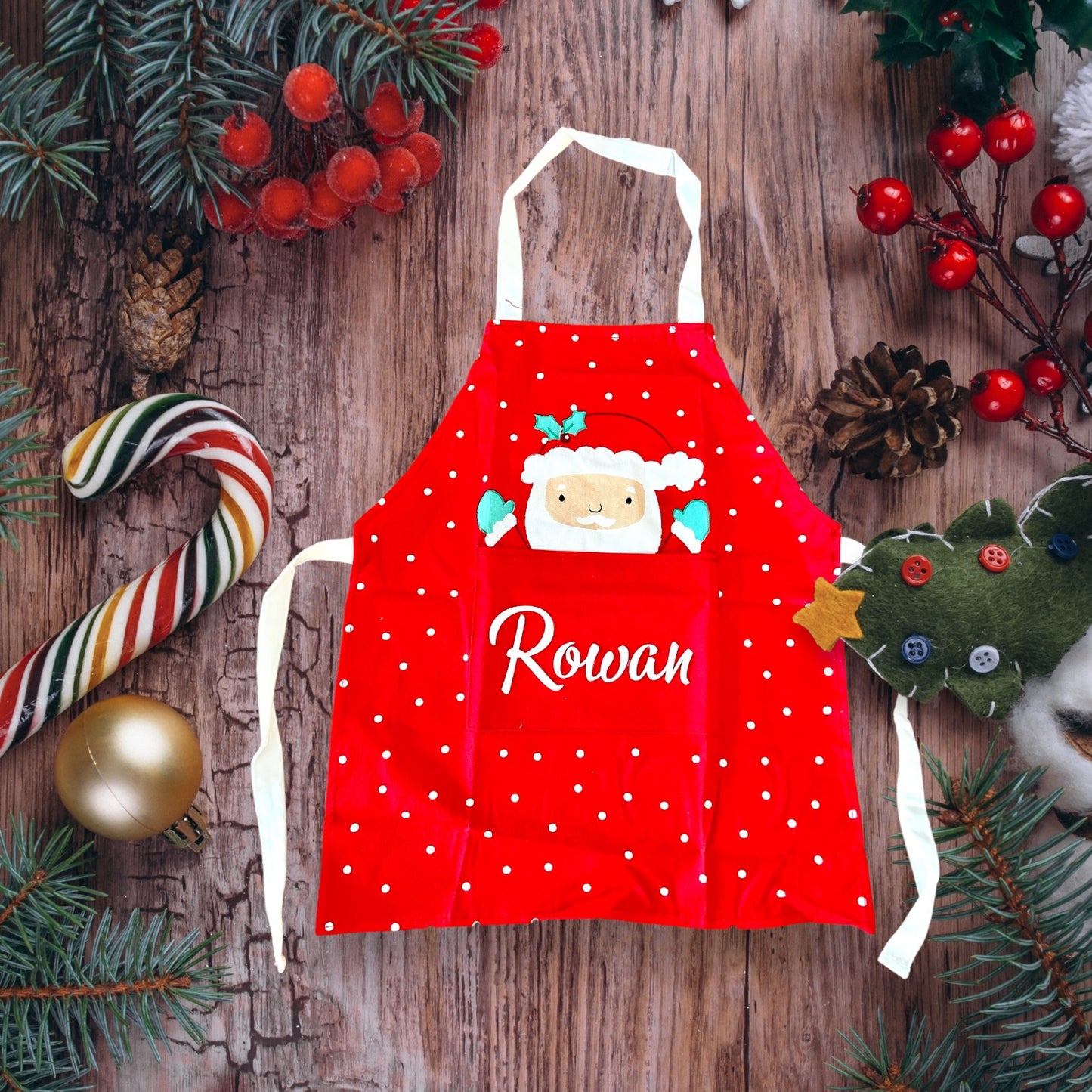 Children's Personalised Christmas Aprons With Matching Hat