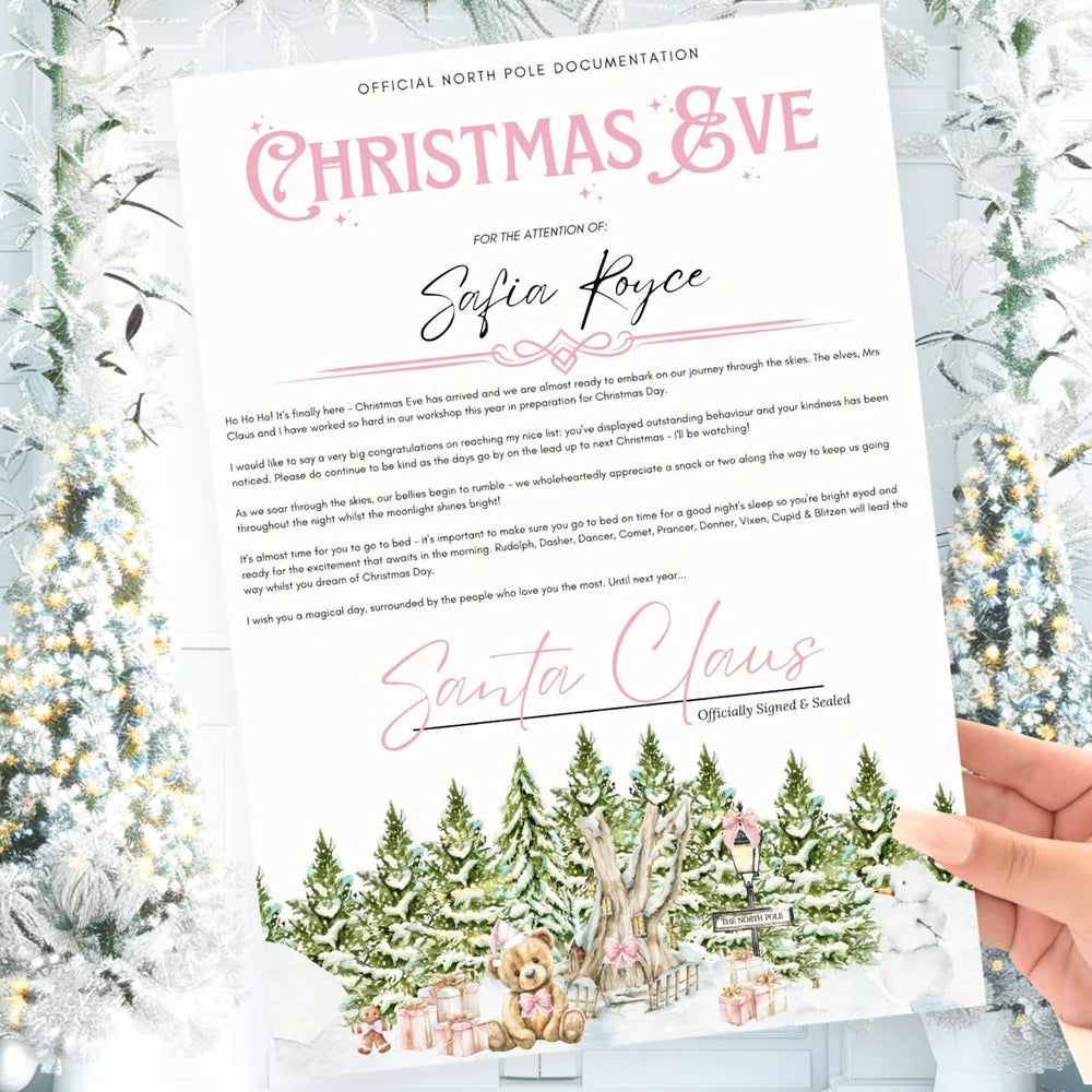 Nice List Certificate & Christmas Eve Letter Set - RED / PINK / BLUE