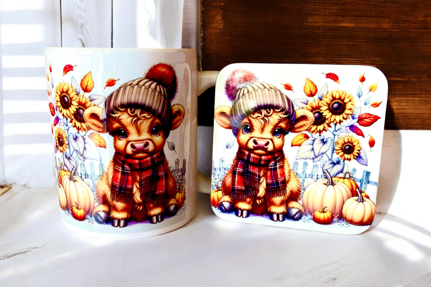 Autumn Baby Highland Cow Mug & Coaster Set