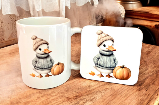 Autumnal Duck Mug & Coaster Set