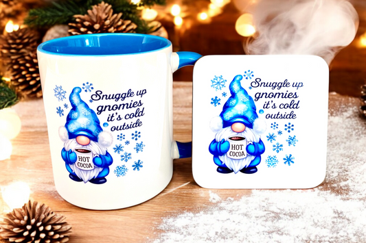 Snuggle Up Gnomies Mug & Coaster Set