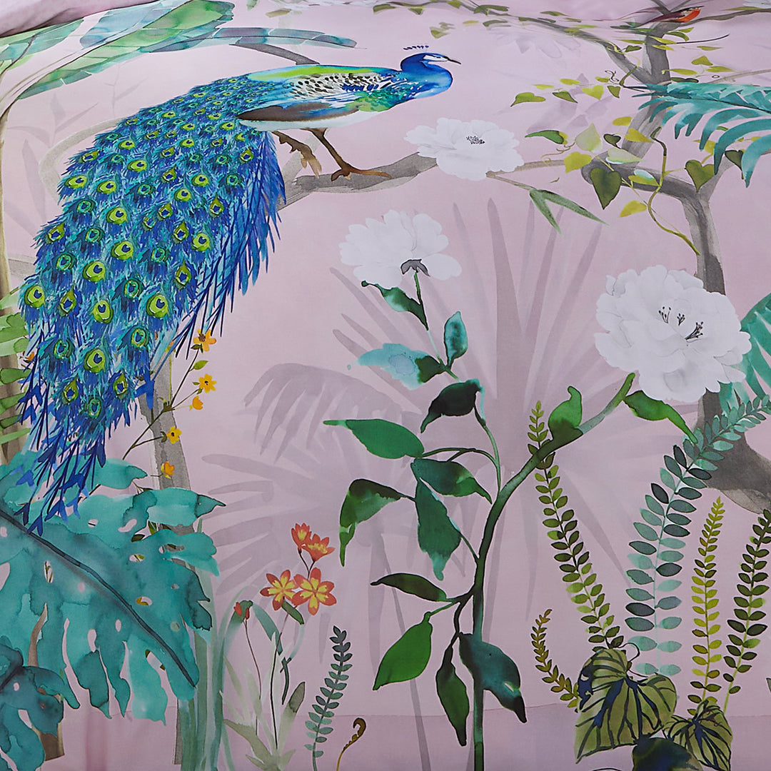 Duvet Cover Set Peacock Jungle by Soiree in Pink