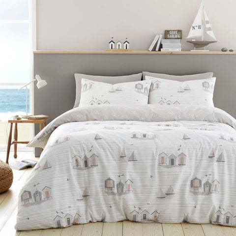 Duvet Cover Set Beach Huts by in Natural