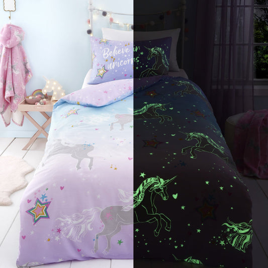 Duvet Cover Set Ombre Unicorn in Lilac