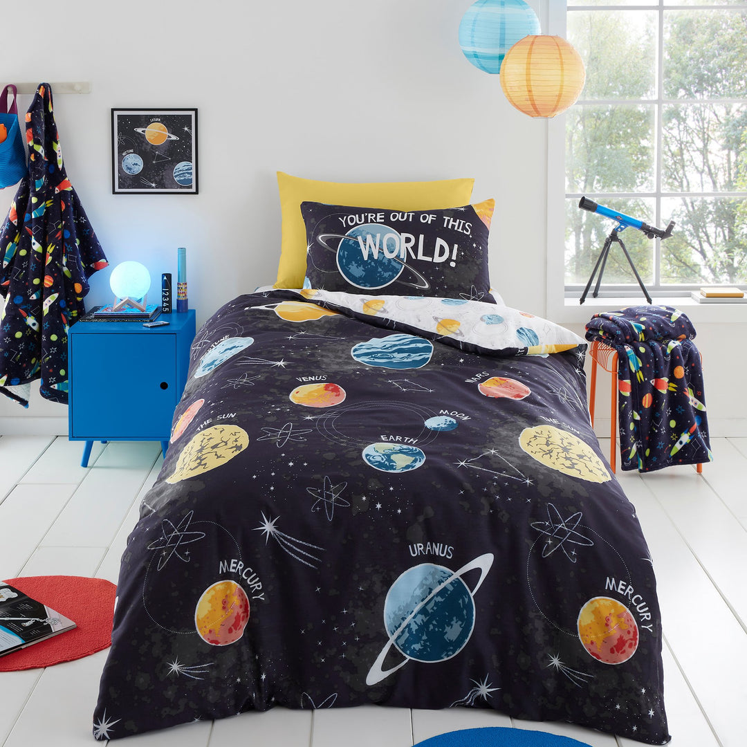 Duvet Cover Set Outer Space in Black