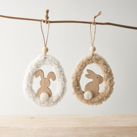Hanging Sherpa Bunny Ornaments, 14cm