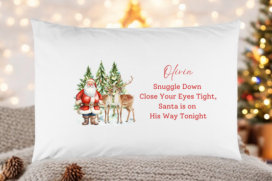 Santa & Reindeer Personalised Pillowcase