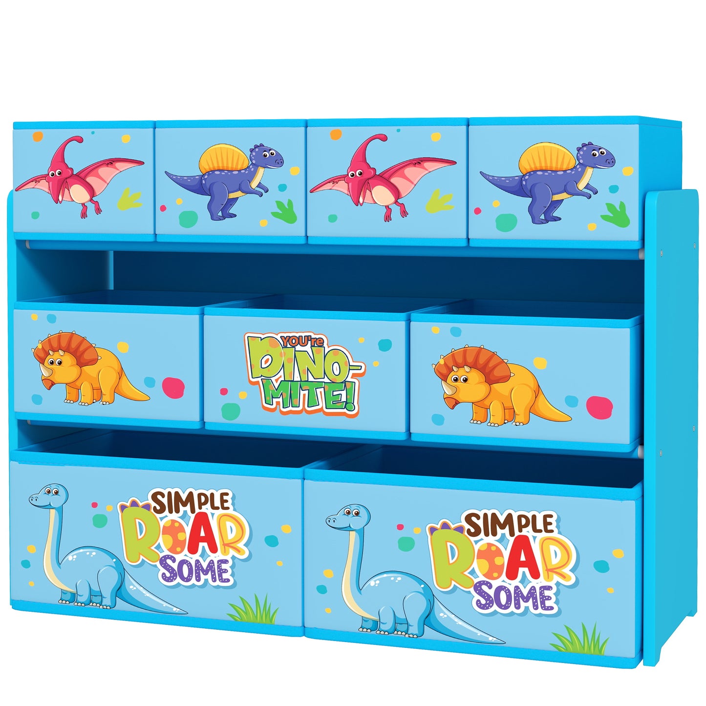 3-Tier Kids Storage Unit with 9 Non-Woven Fabric Boxes