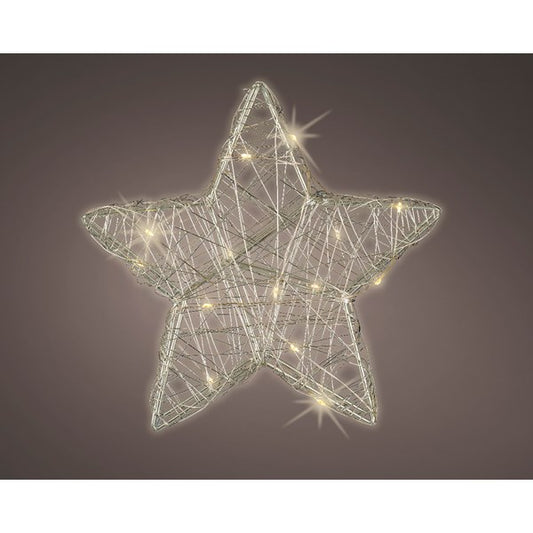 Silver LED Wire Star Warm White 20CM