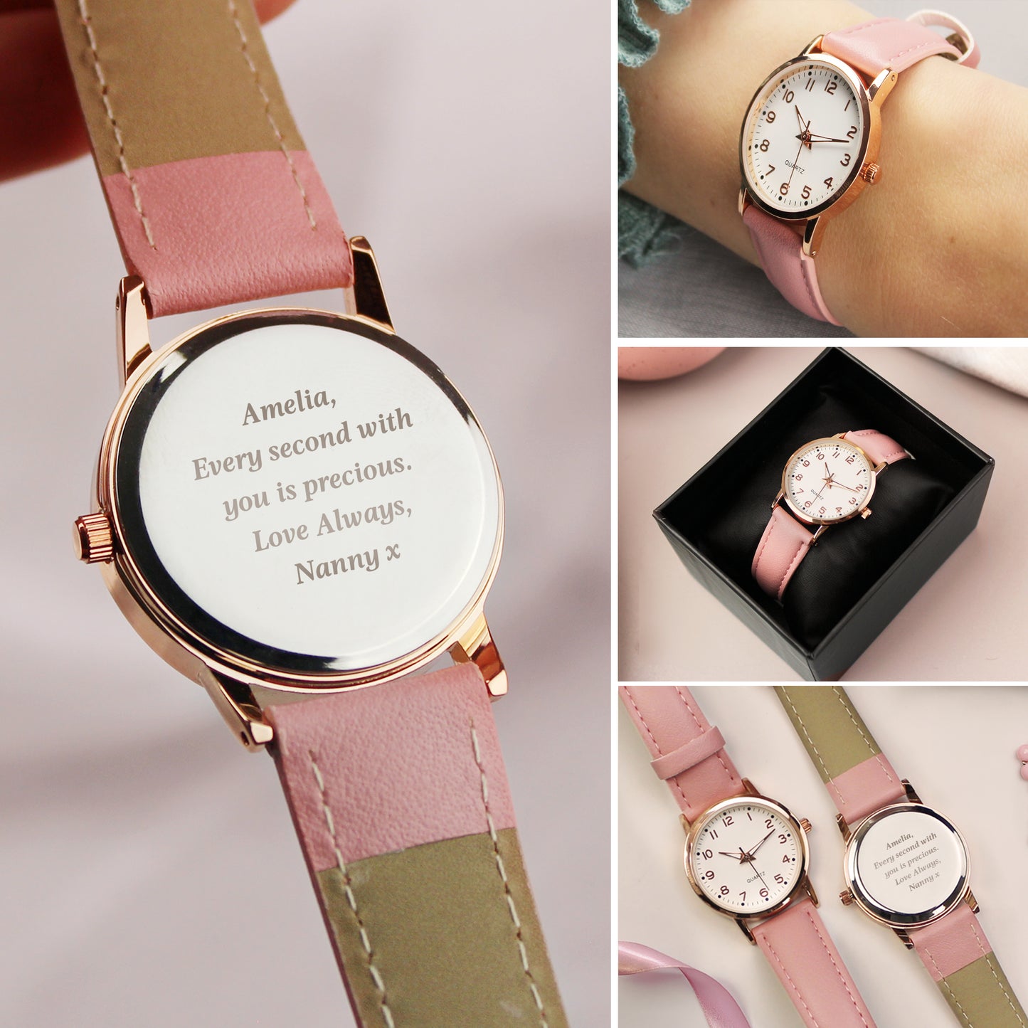 Personalised Girls Pink Watch