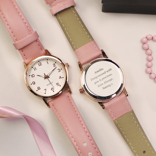 Personalised Girls Pink Watch