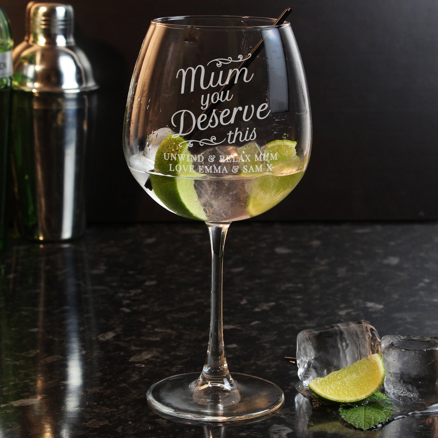 Personalised 'Mum You Deserve This' Gin Balloon Glass