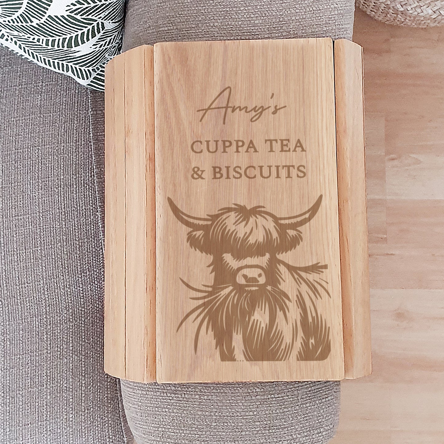 Personalised Highland Cow Sofa Tray