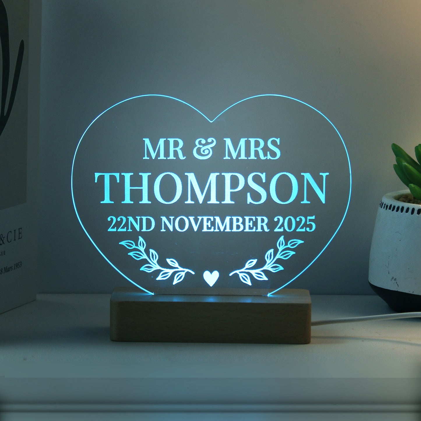 Personalised Wedding Heart LED Light