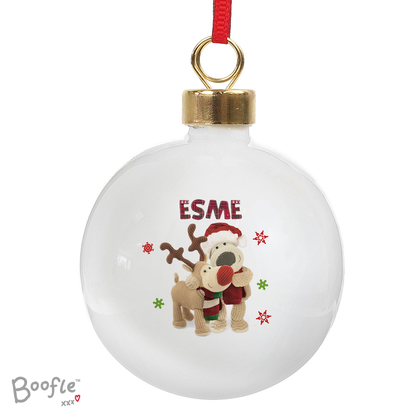 Personalised Boofle Christmas Reindeer Bauble