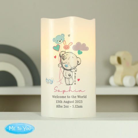 Personalised Tiny Tatty Teddy Dream Big Pink Nightlight LED Candle