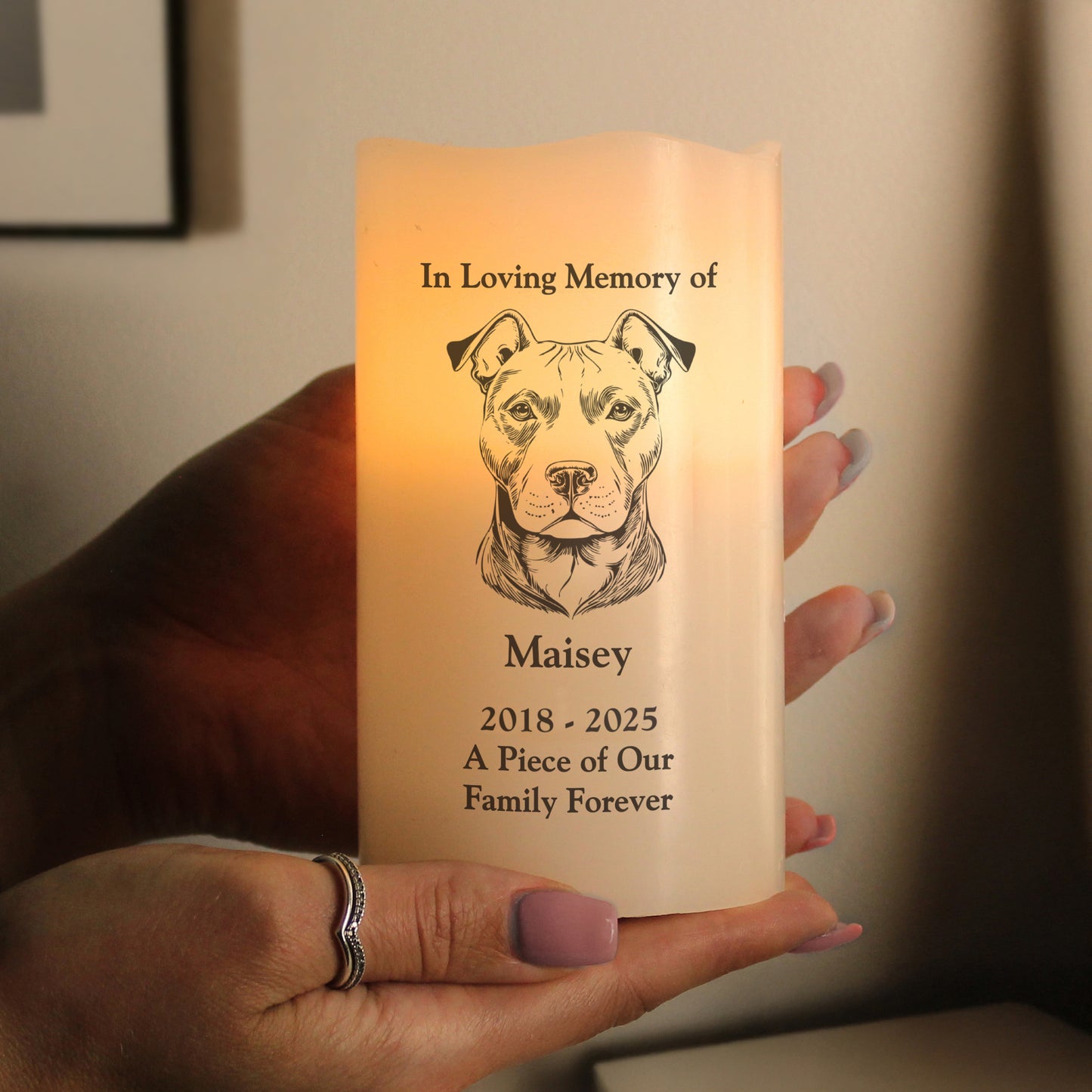 Personalised Dog Breed Memorial LED Candle