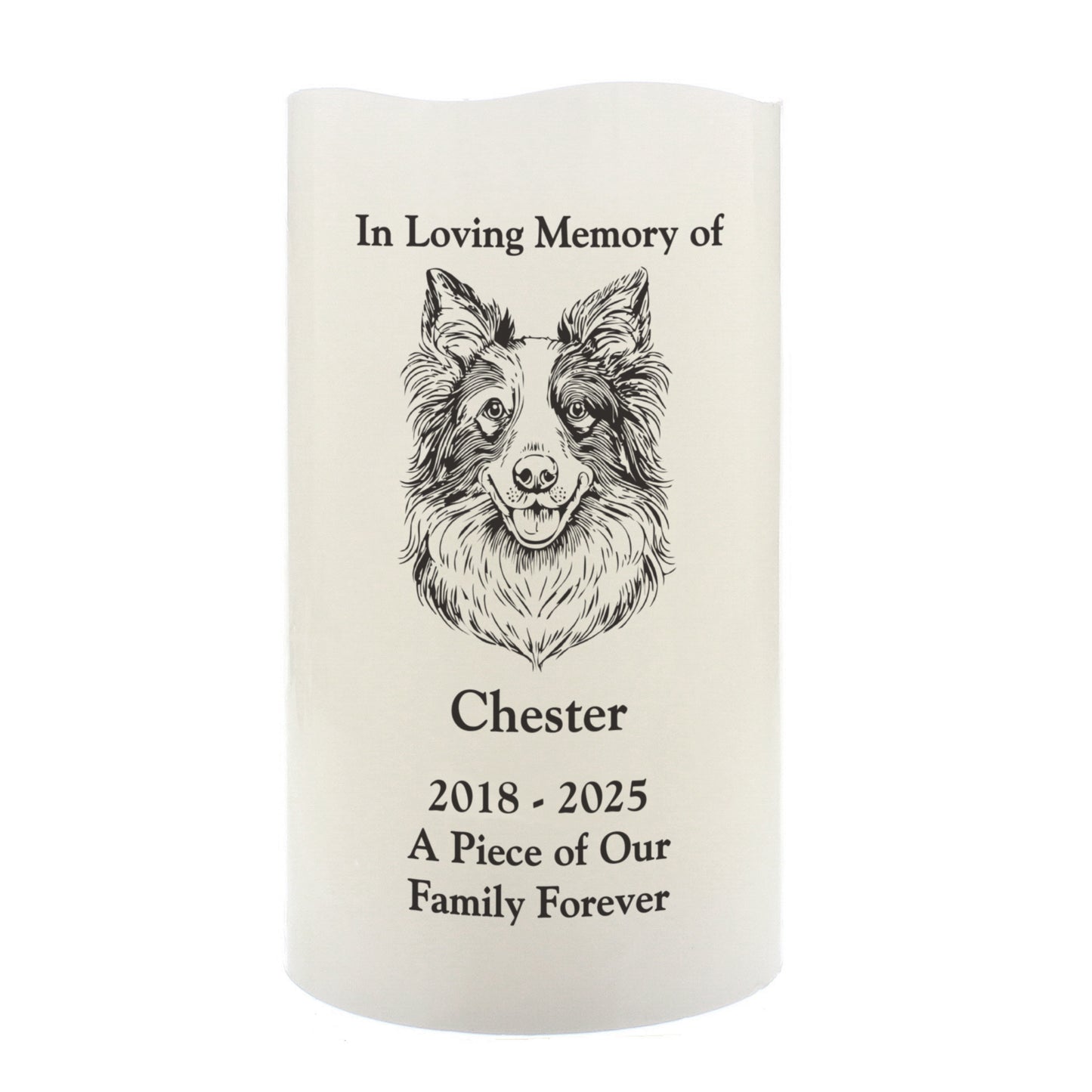 Personalised Dog Breed Memorial LED Candle