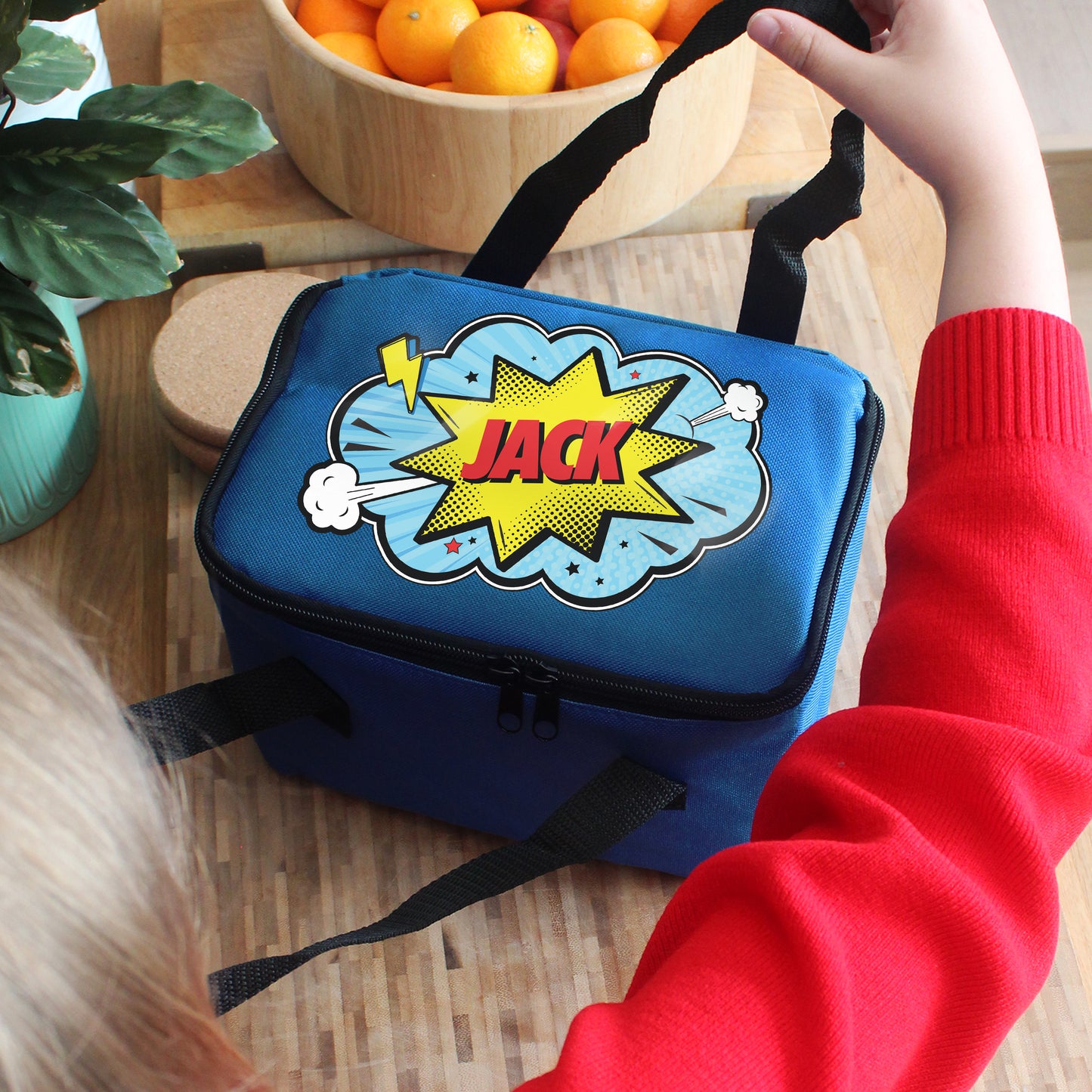 Personalised Superhero Blue Lunch Bag