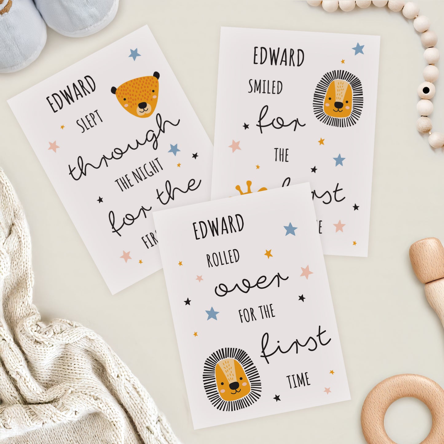 Personalised Animals Baby Milestone Cards