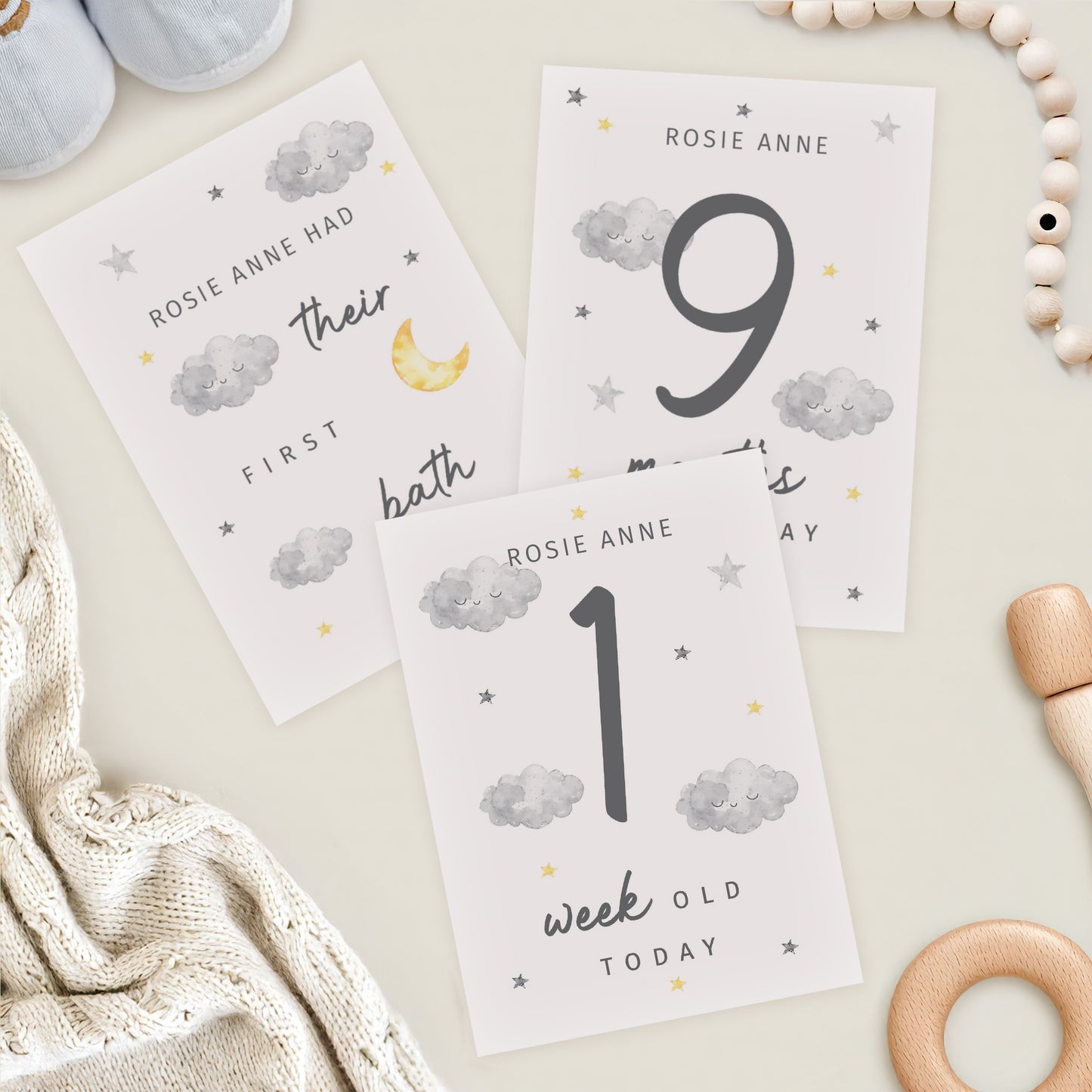 Personalised Cloud Baby Milestone Cards