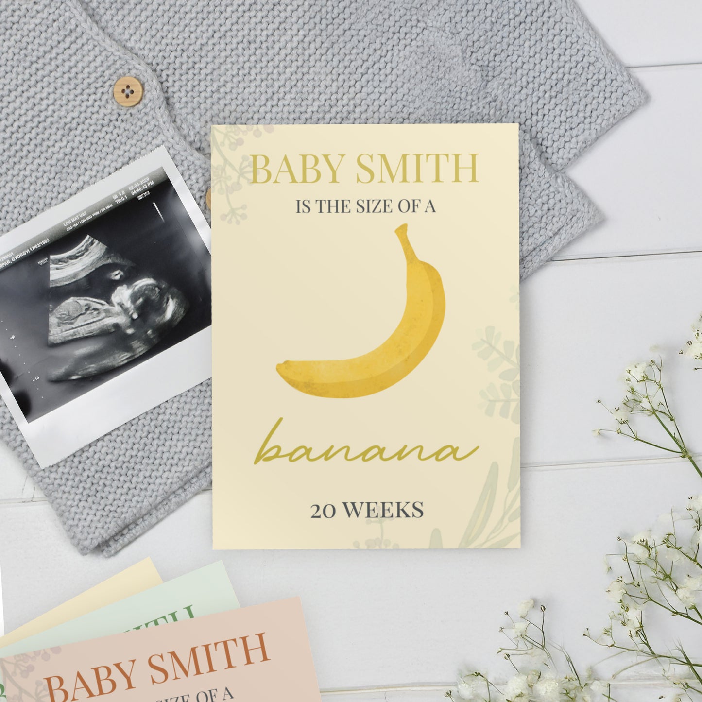 Personalised Bump to Baby Pregnancy Milestone Cards