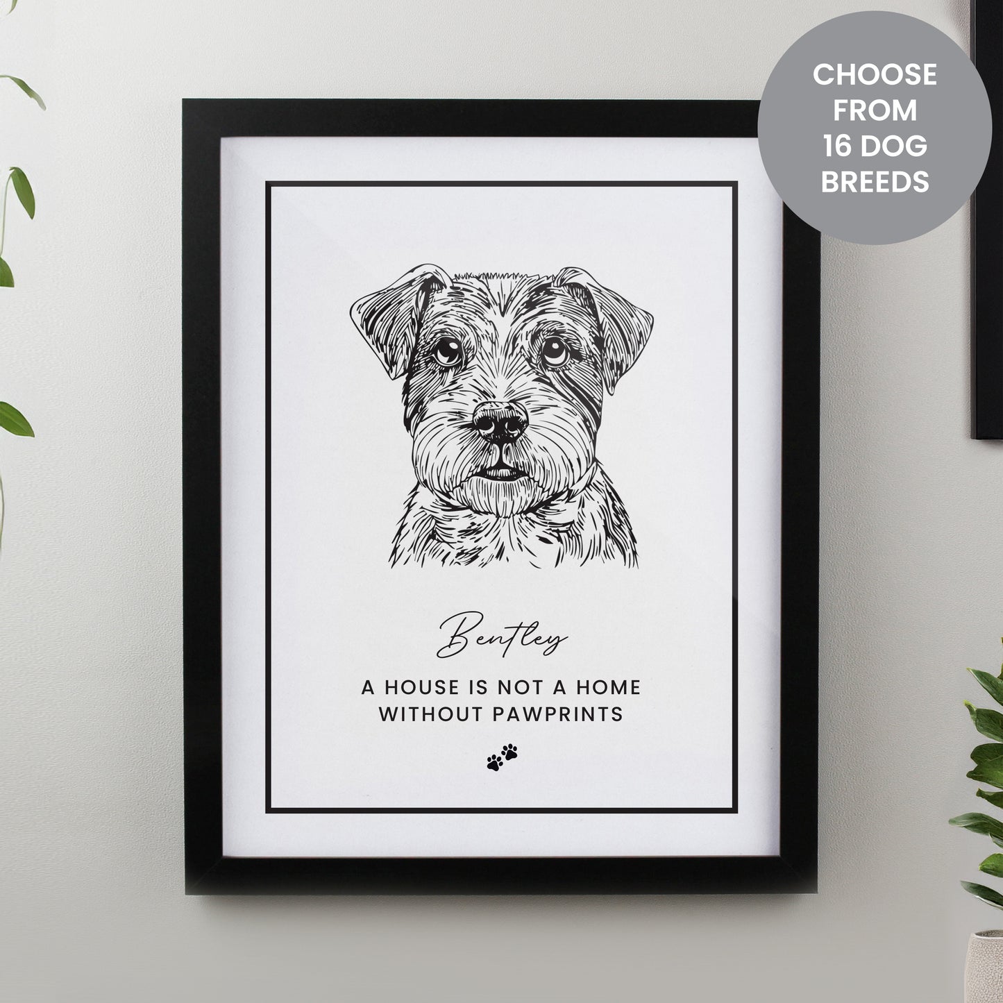 Personalised Dog Breed Black Framed Print