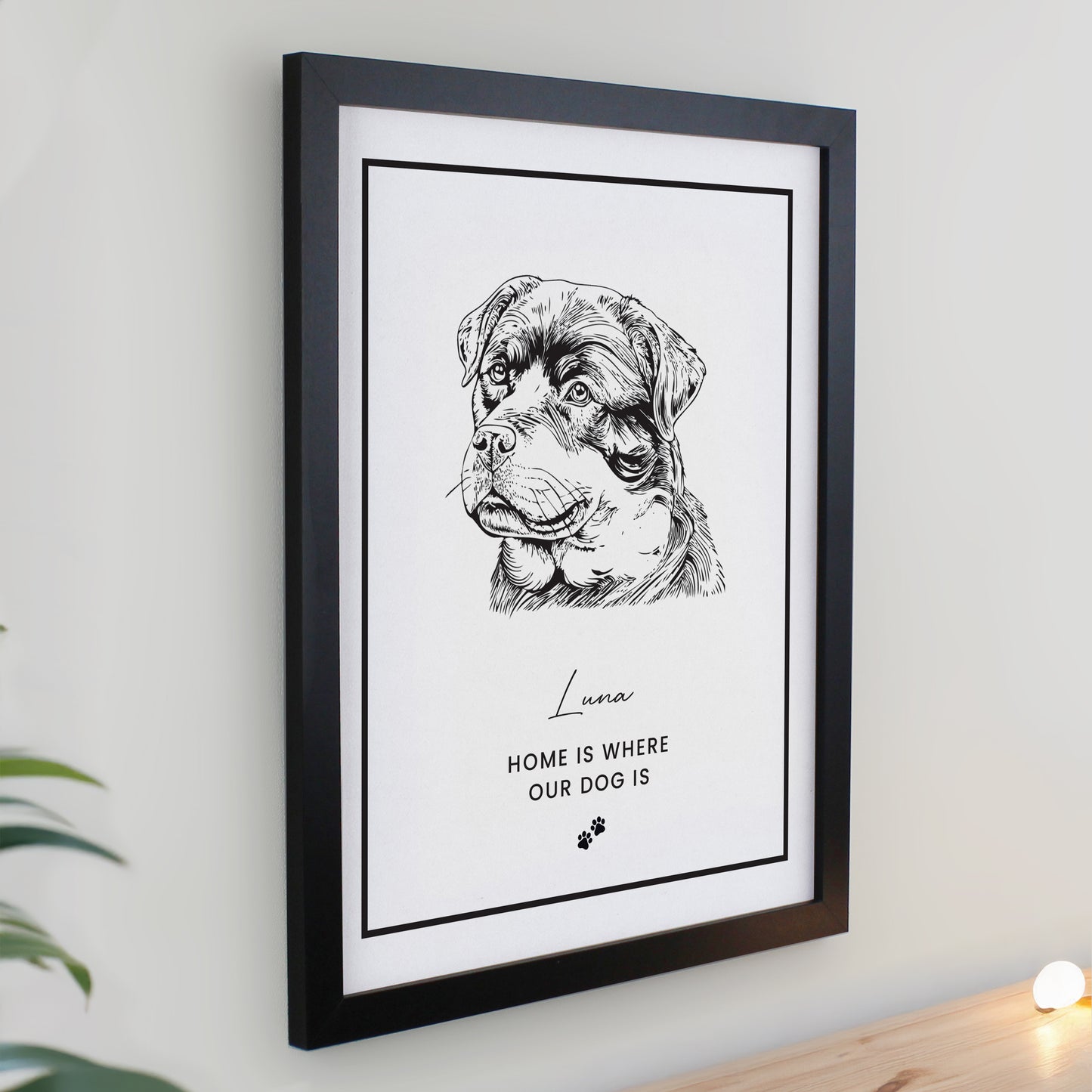 Personalised Dog Breed Black Framed Print