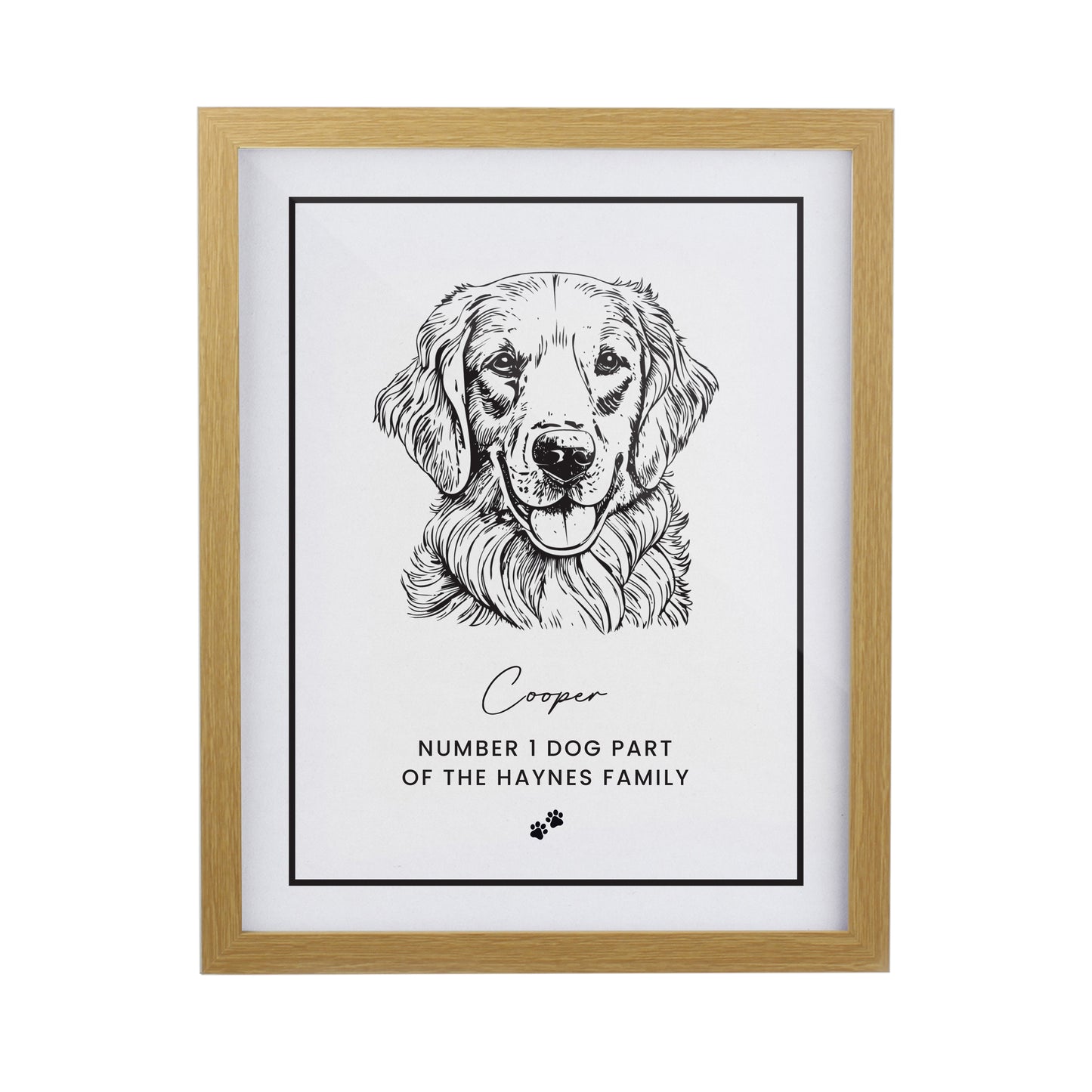 Personalised Dog Breed Oak Framed Print