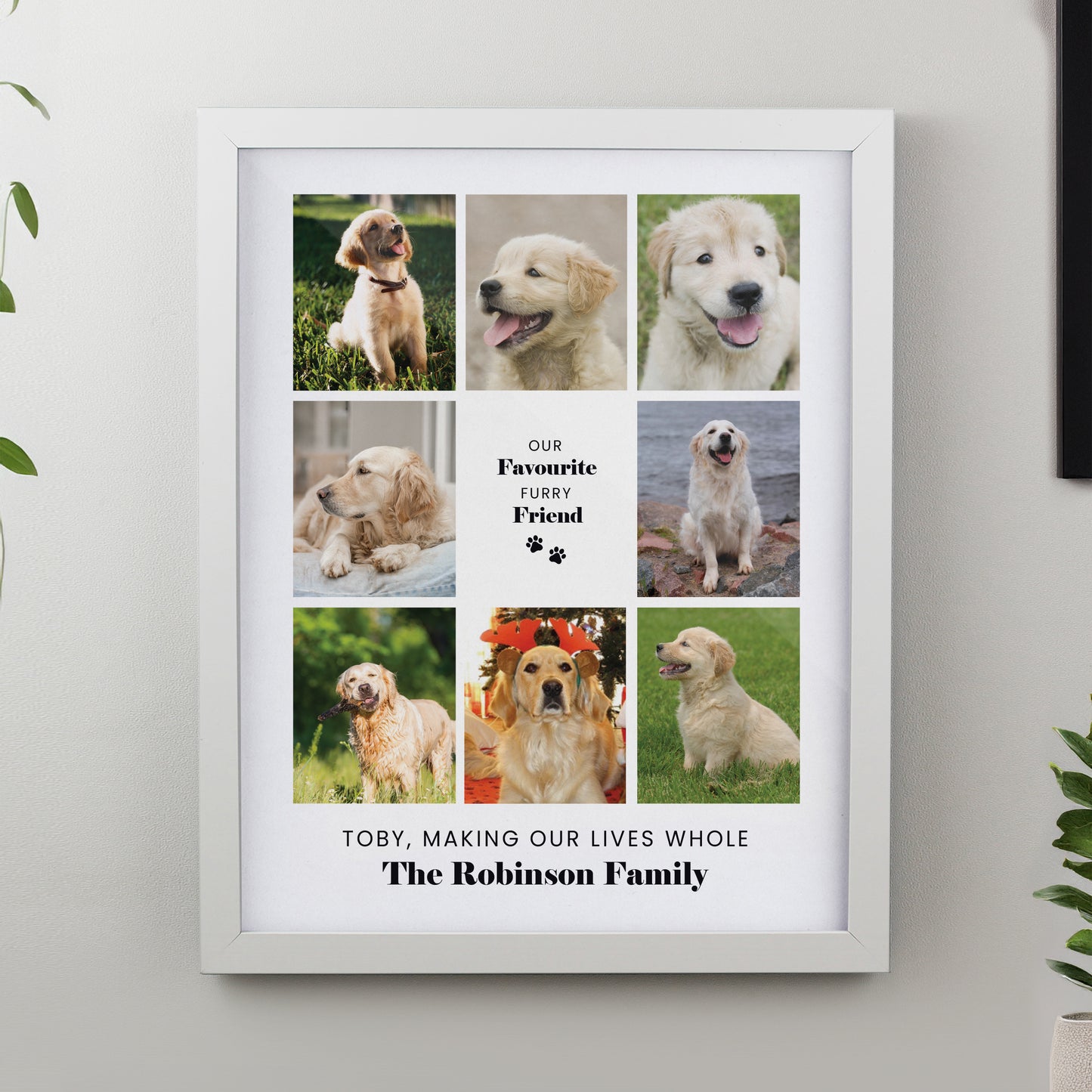 Personalised Pet Multi Photo Upload White Framed Print