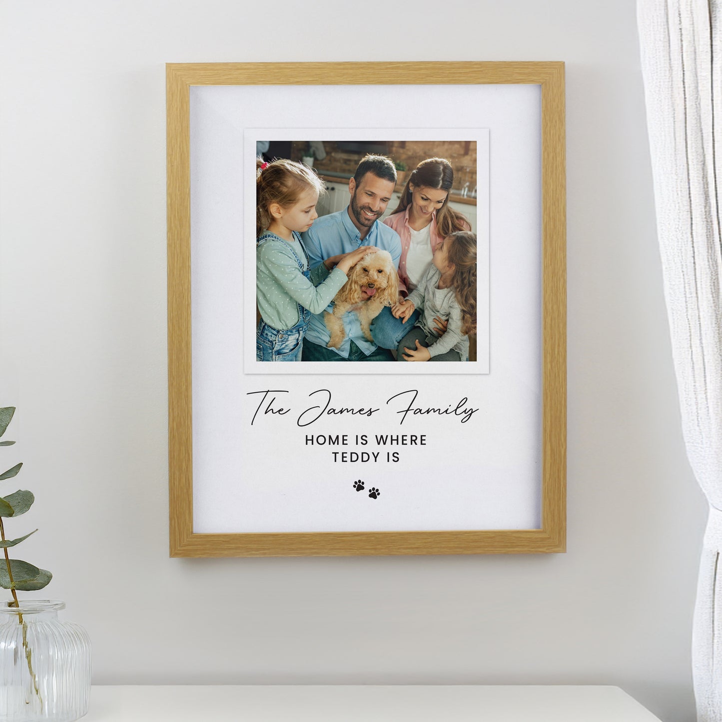 Personalised Pet Photo Upload Oak Framed Print