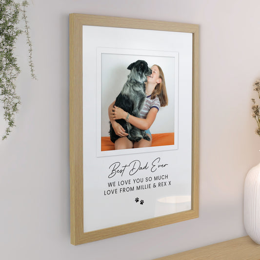 Personalised Pet Photo Upload Oak Framed Print