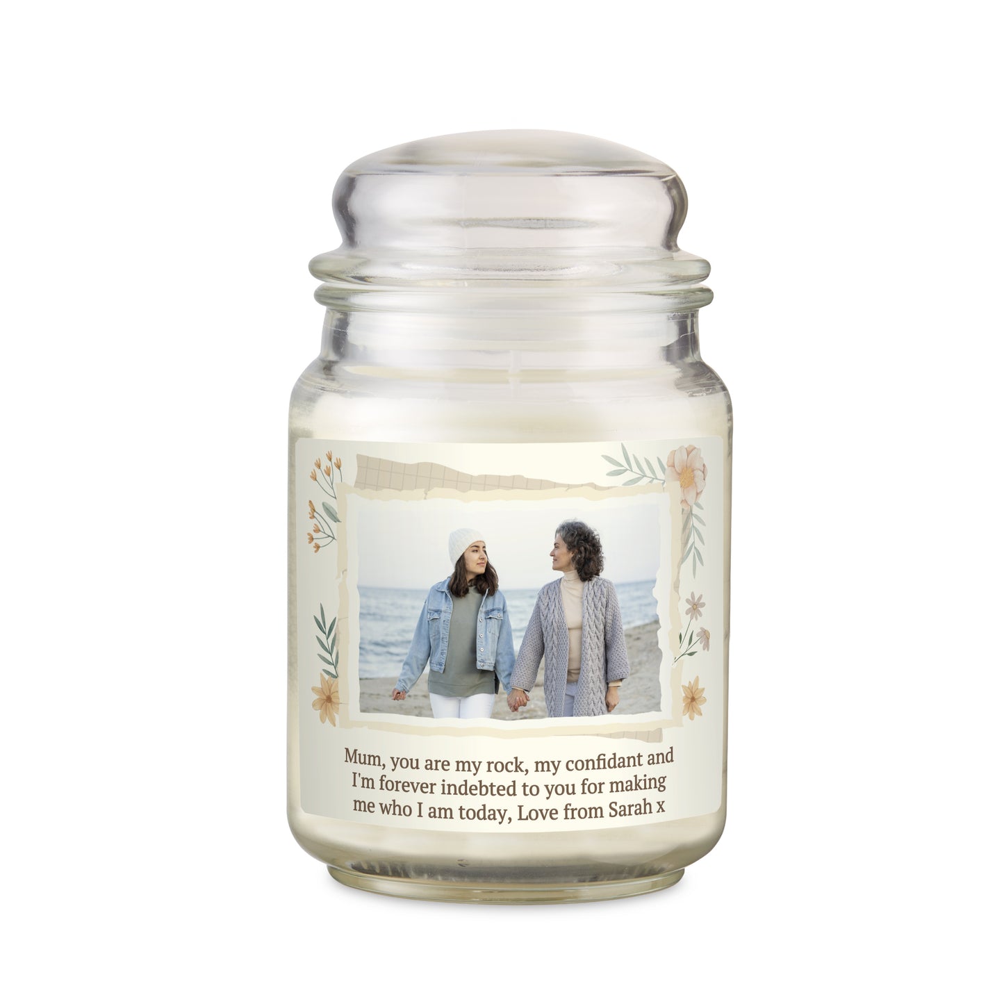 Personalised Wild Flowers Photo Upload Large Candle Jar