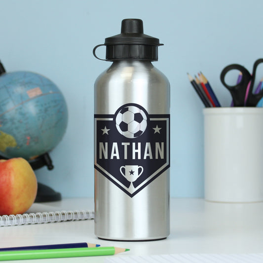 Personalised Football Silver Drinks Bottle