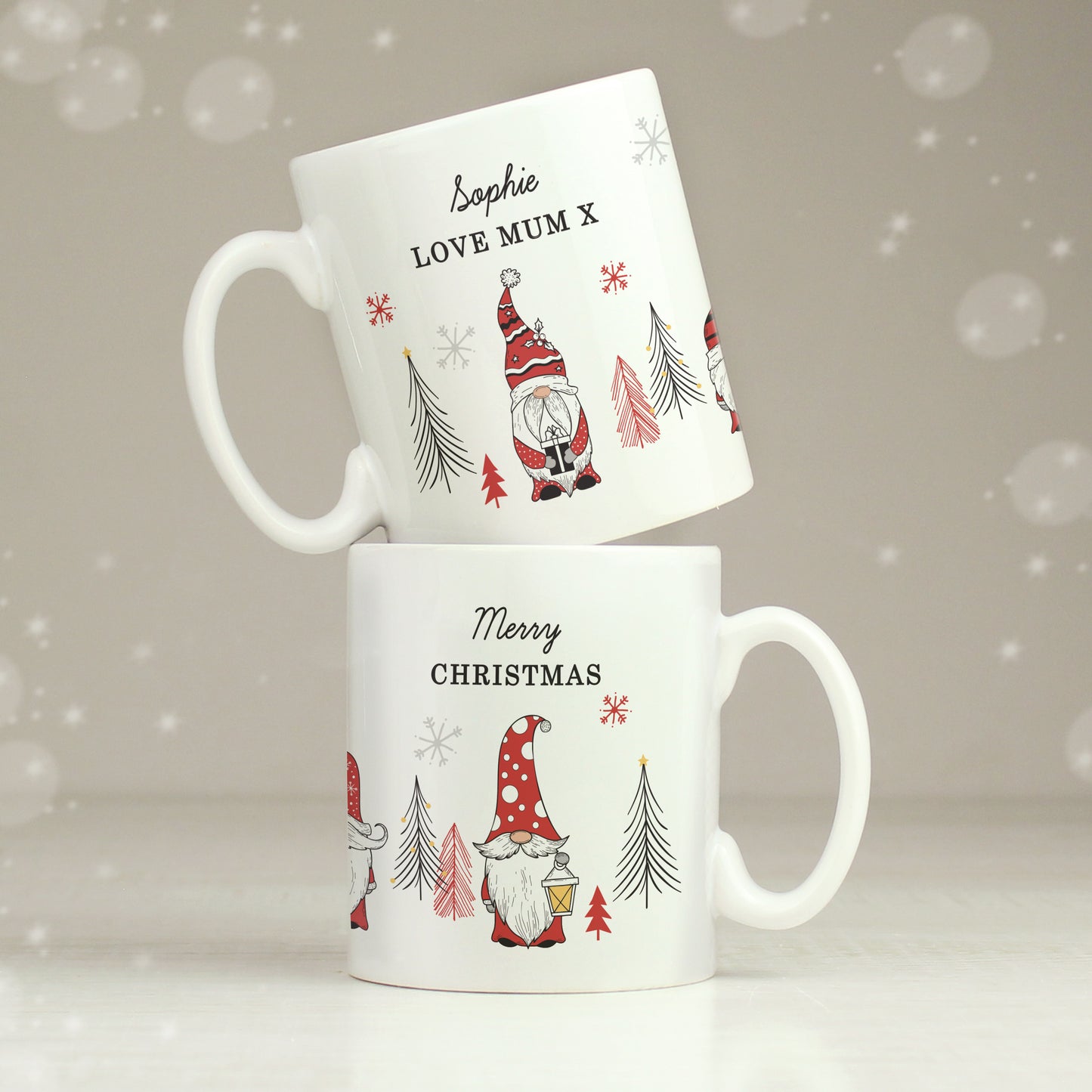 Personalised Christmas Gonk Pattern Mug