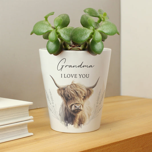 Personalised Highland Cow Plant Pot