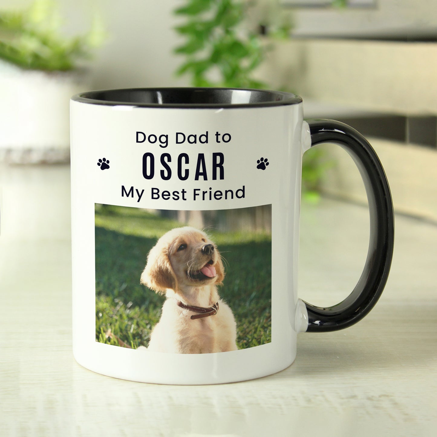 Personalised Pet Photo Upload Black Handled Mug