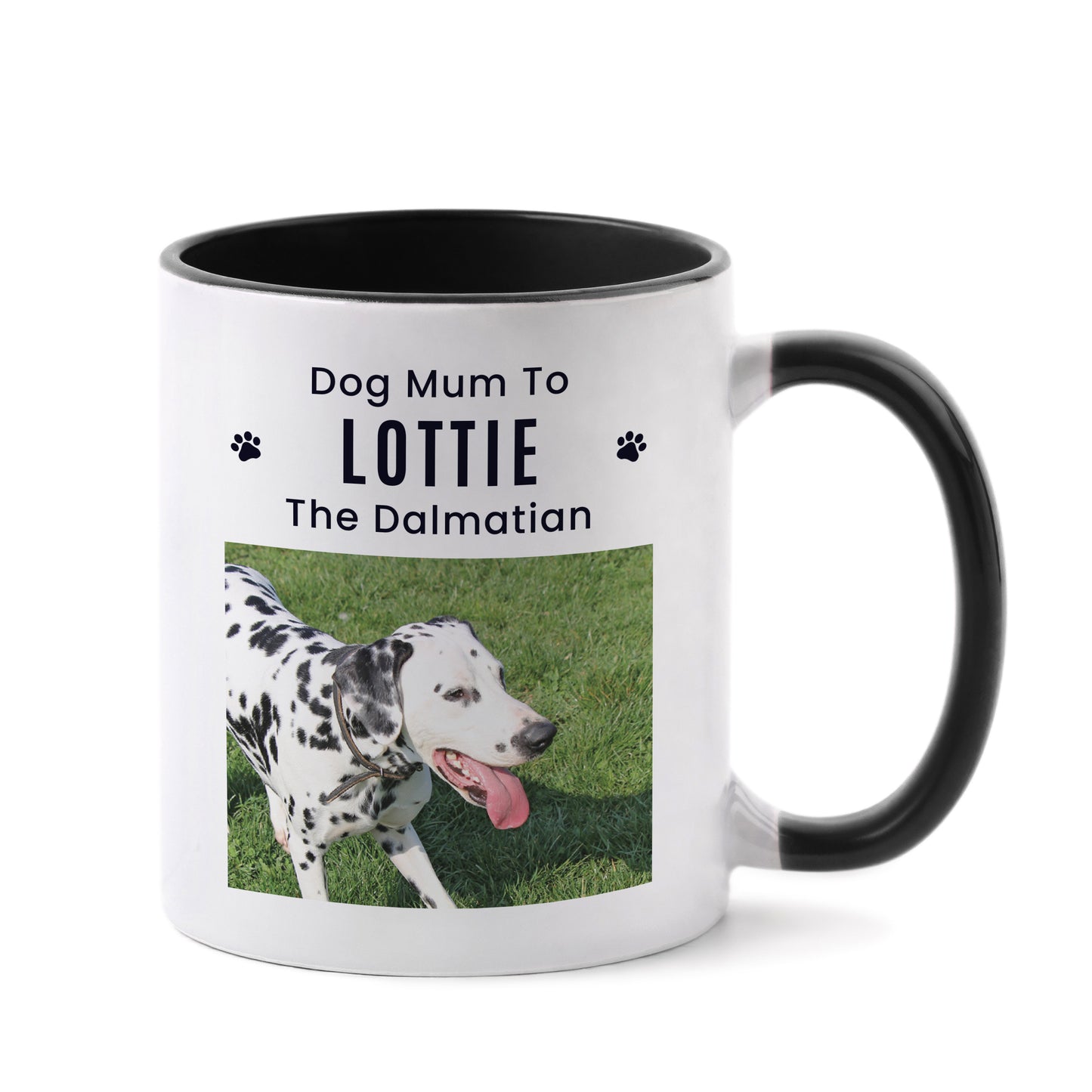 Personalised Pet Photo Upload Black Handled Mug