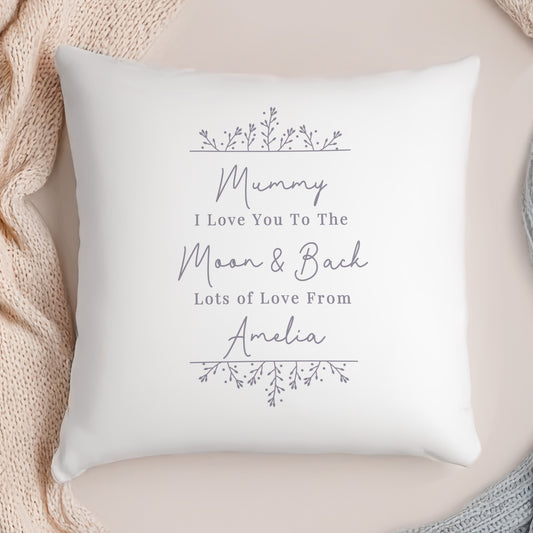 Personalised Grey Floral Cushion