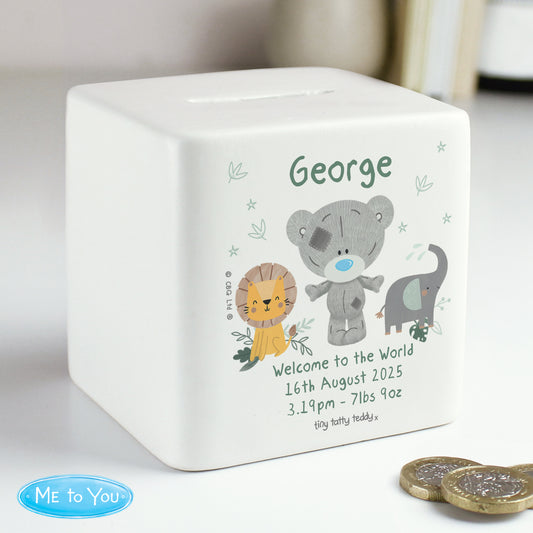 Personalised Tiny Tatty Teddy Jungle Animals Money Box