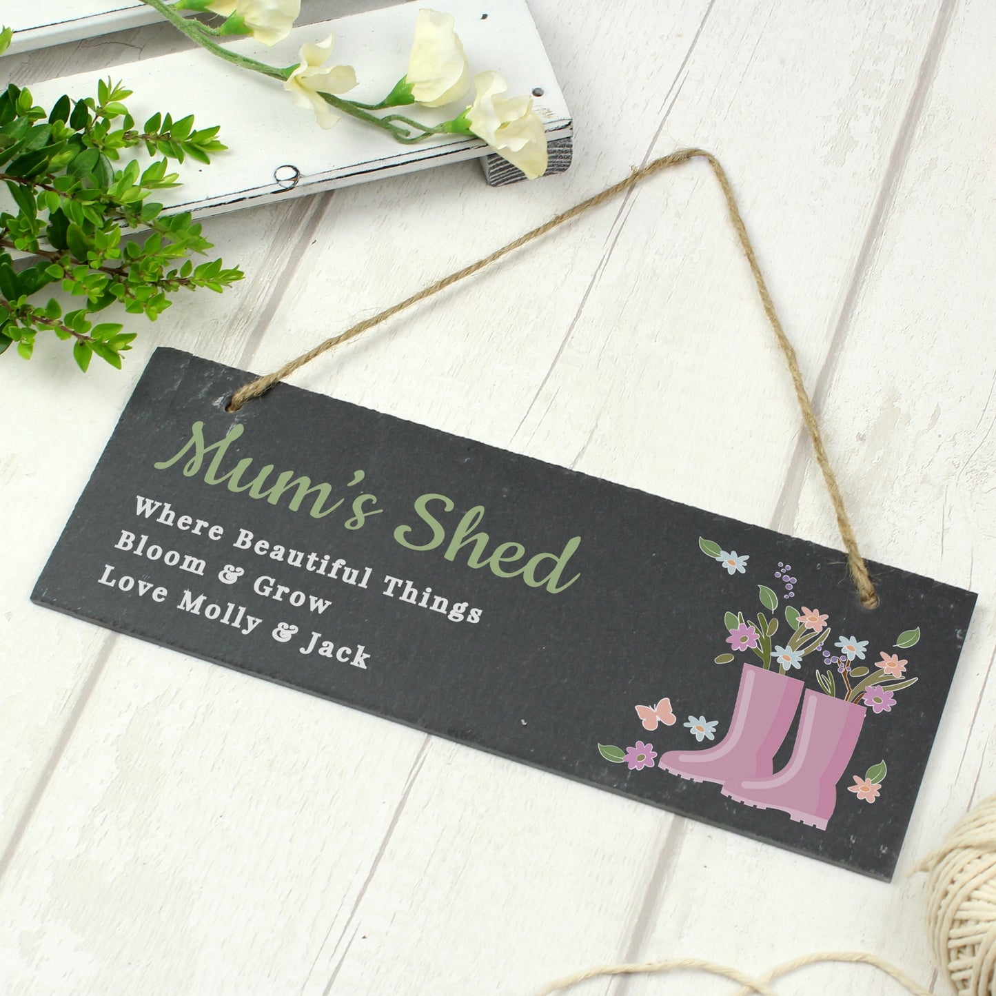 Personalised Floral Garden Slate Sign