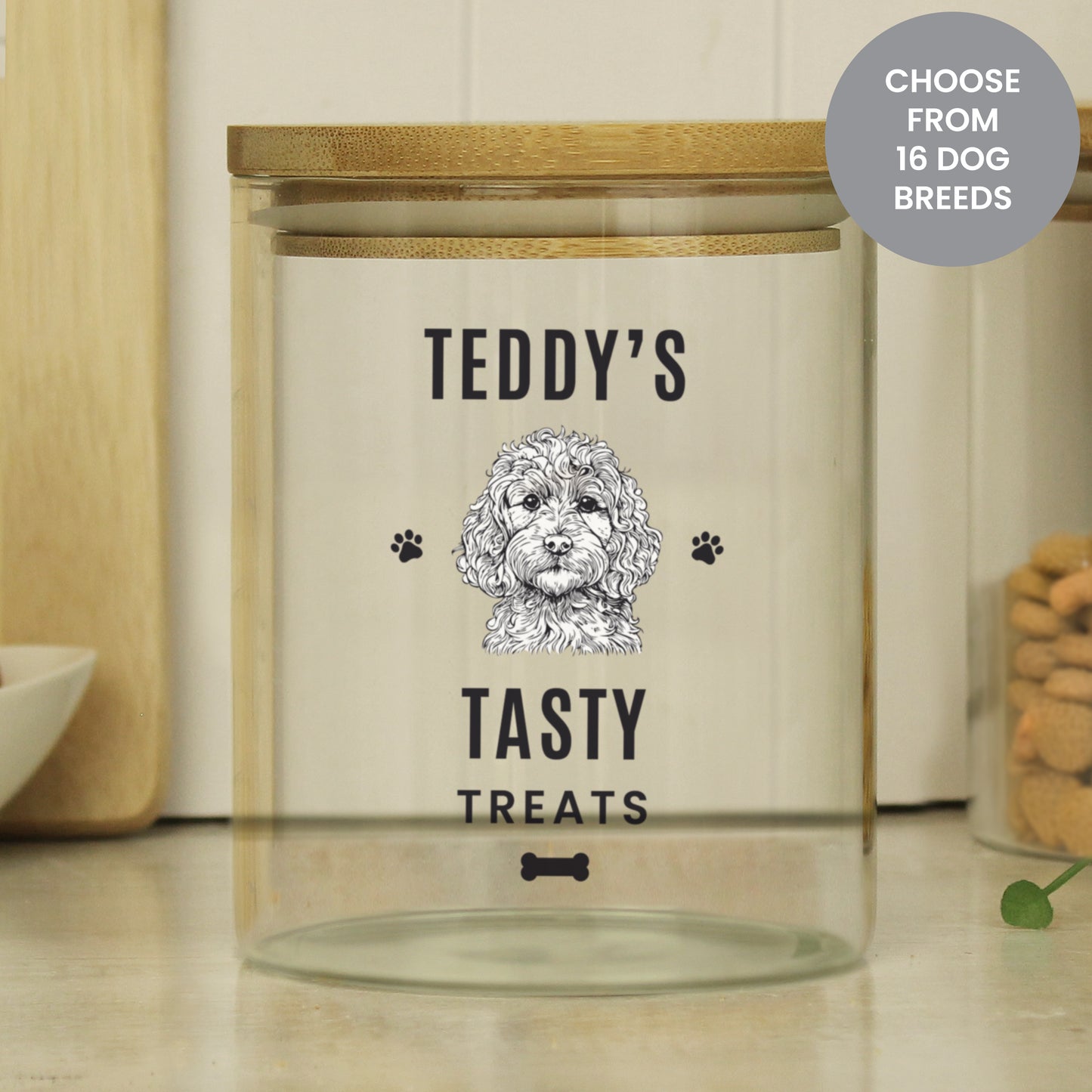 Personalised Dog Breed Glass Treat Jar