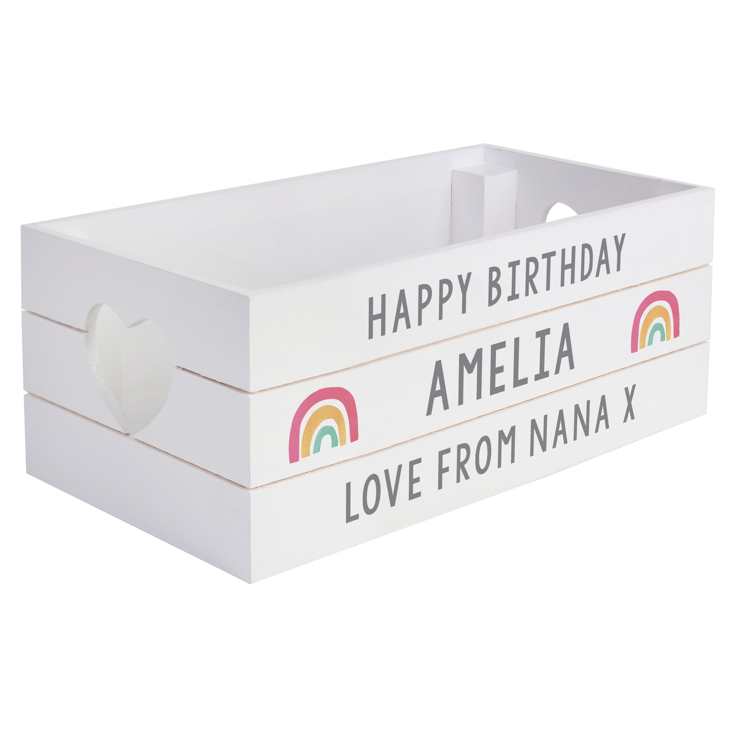 Personalised Rainbows White Wooden Crate